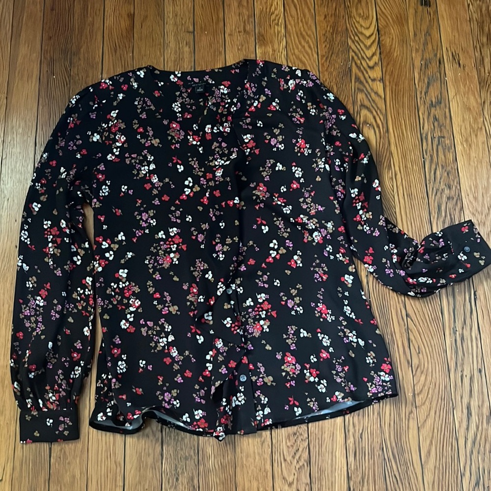 Floral print blouse black background